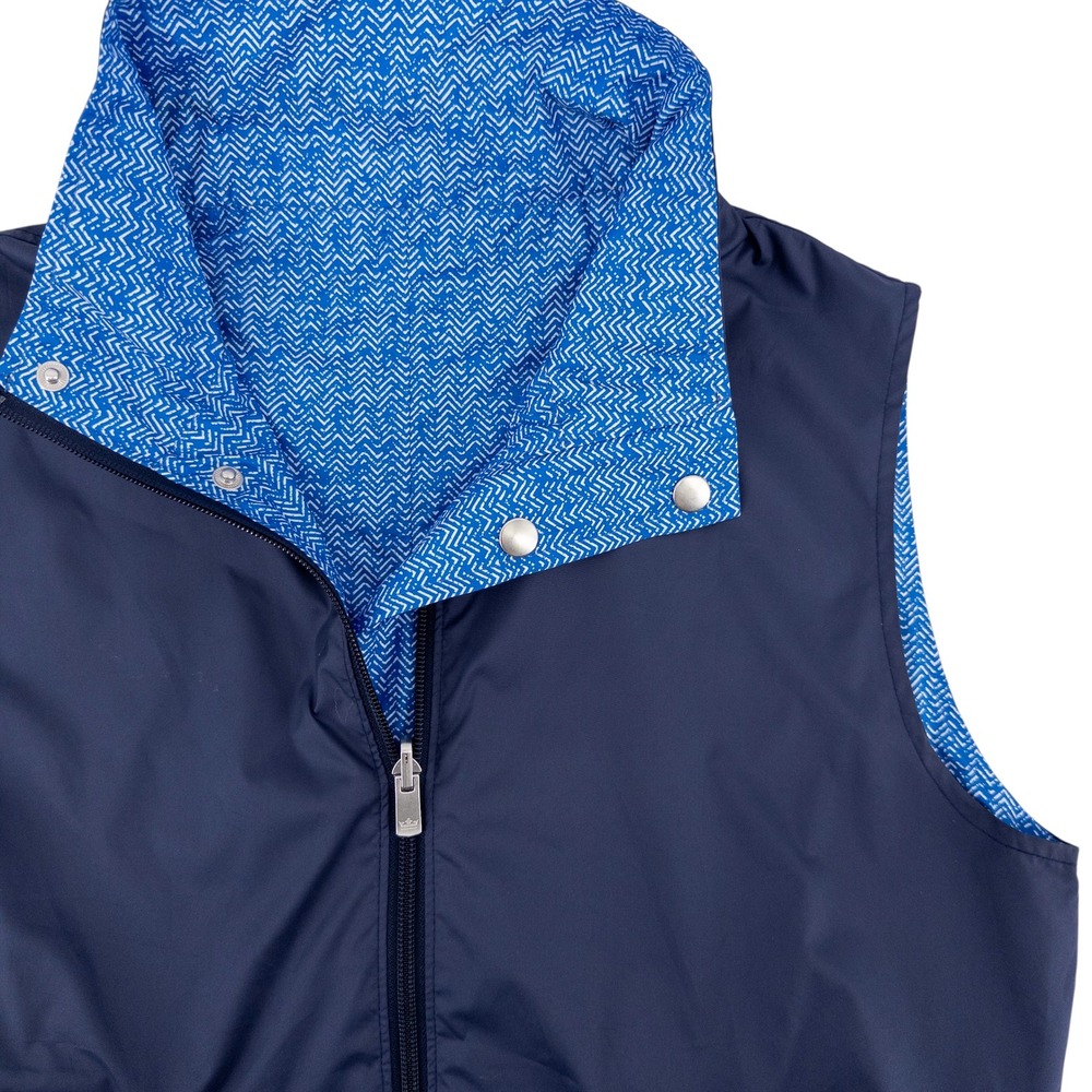 Peter Millar Women's Medium Reversible Vest Navy Blue Chevron Full Zip Golfcore